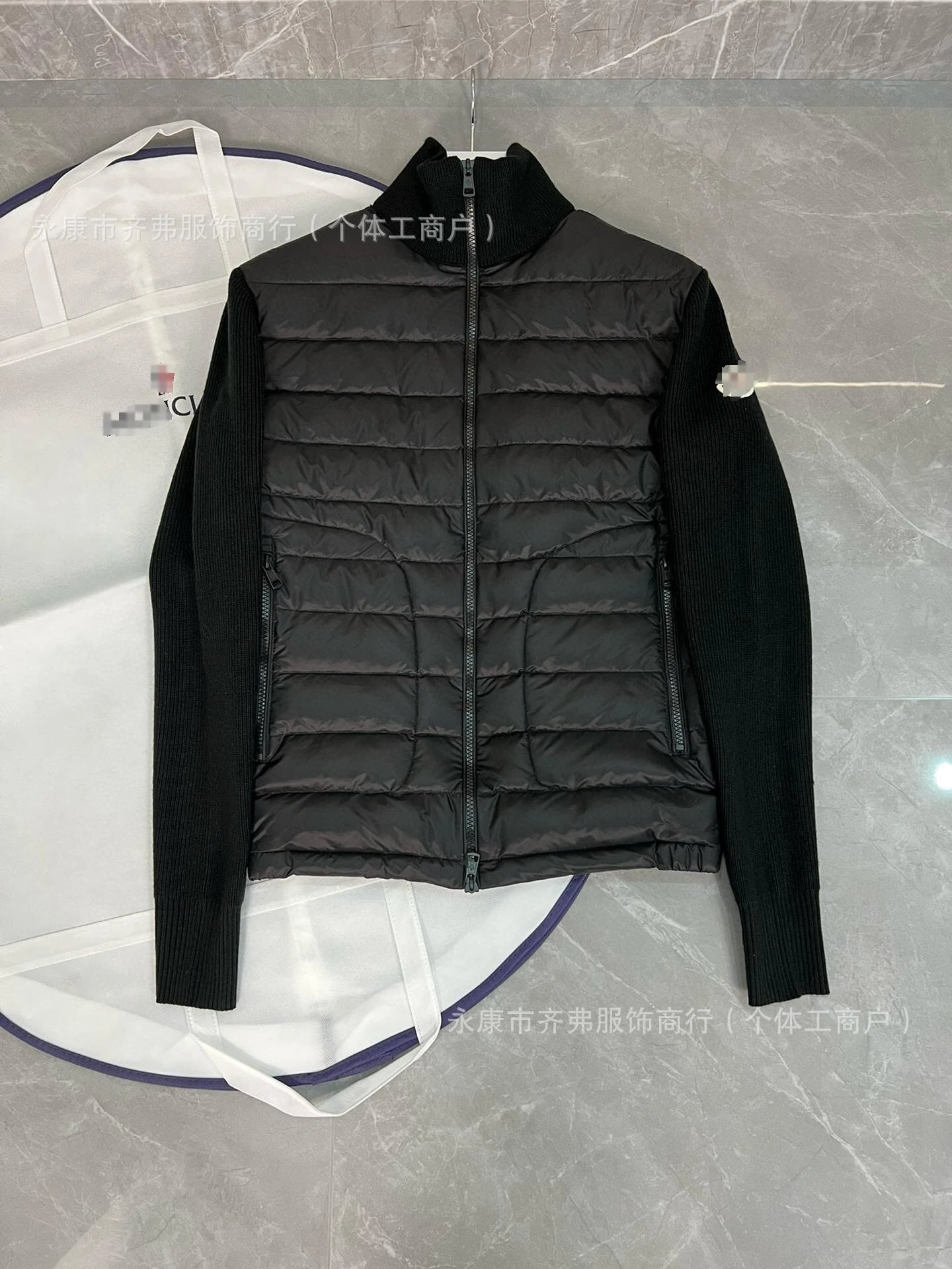 新款欧洲站 M蒙家针织拼接休闲羽绒男白鸭绒保暖时髦修身羽绒外套 1