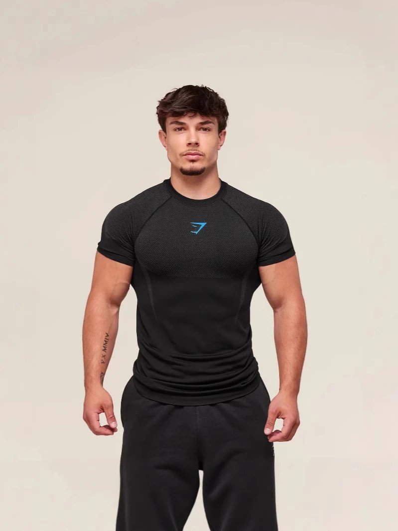 GYMSHARK新款跑步运动健身上衣休闲透气紧身短袖休闲跑步T恤鲨鱼 3