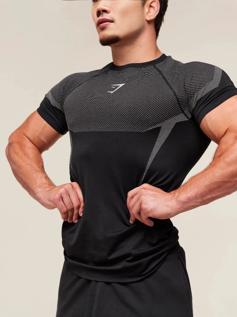 GYMSHARK新款跑步运动健身上衣休闲透气紧身短袖休闲跑步T恤鲨鱼 5