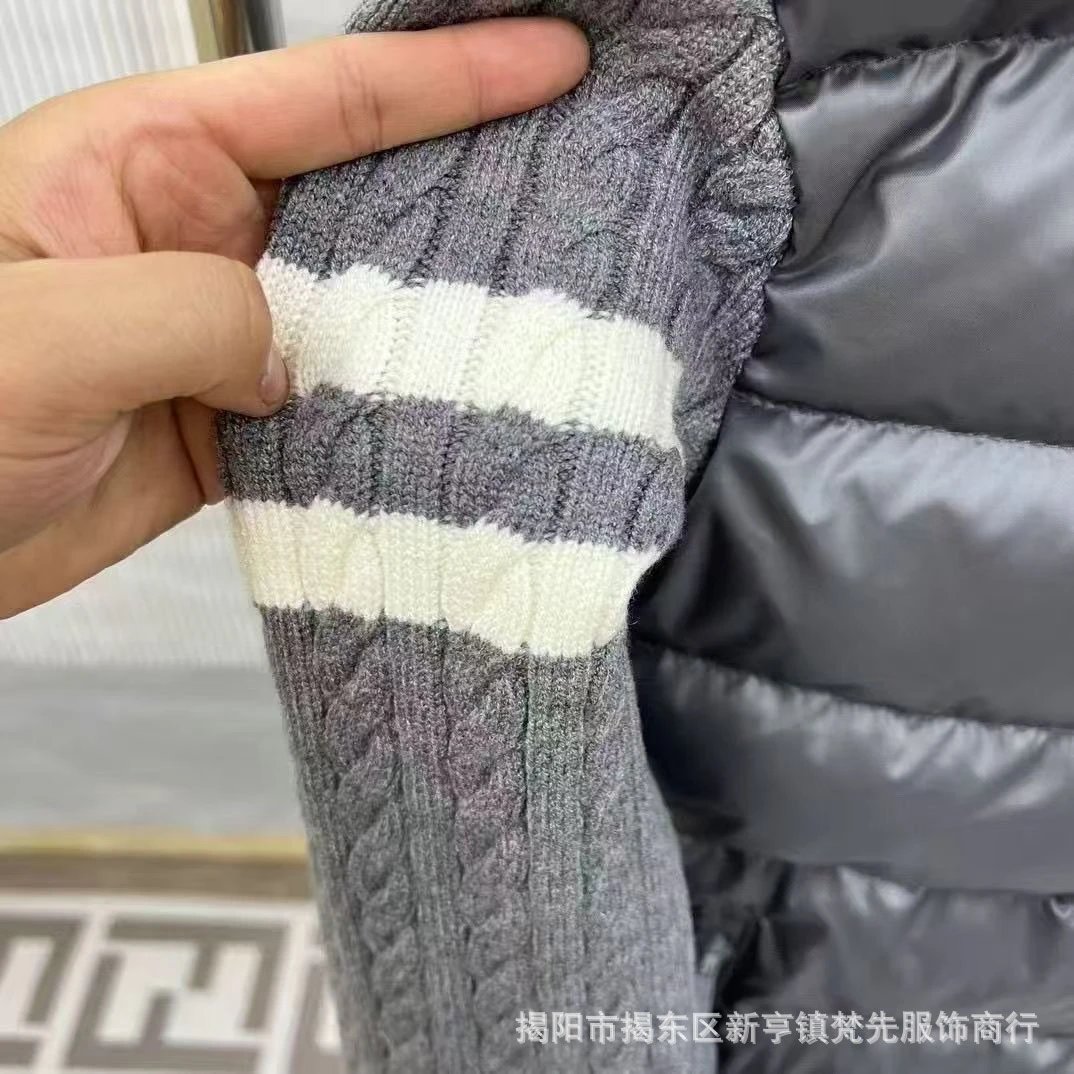 立领针织排骨拼接春秋棉服男女保暖短款设计新款加厚情侣休闲外套 4