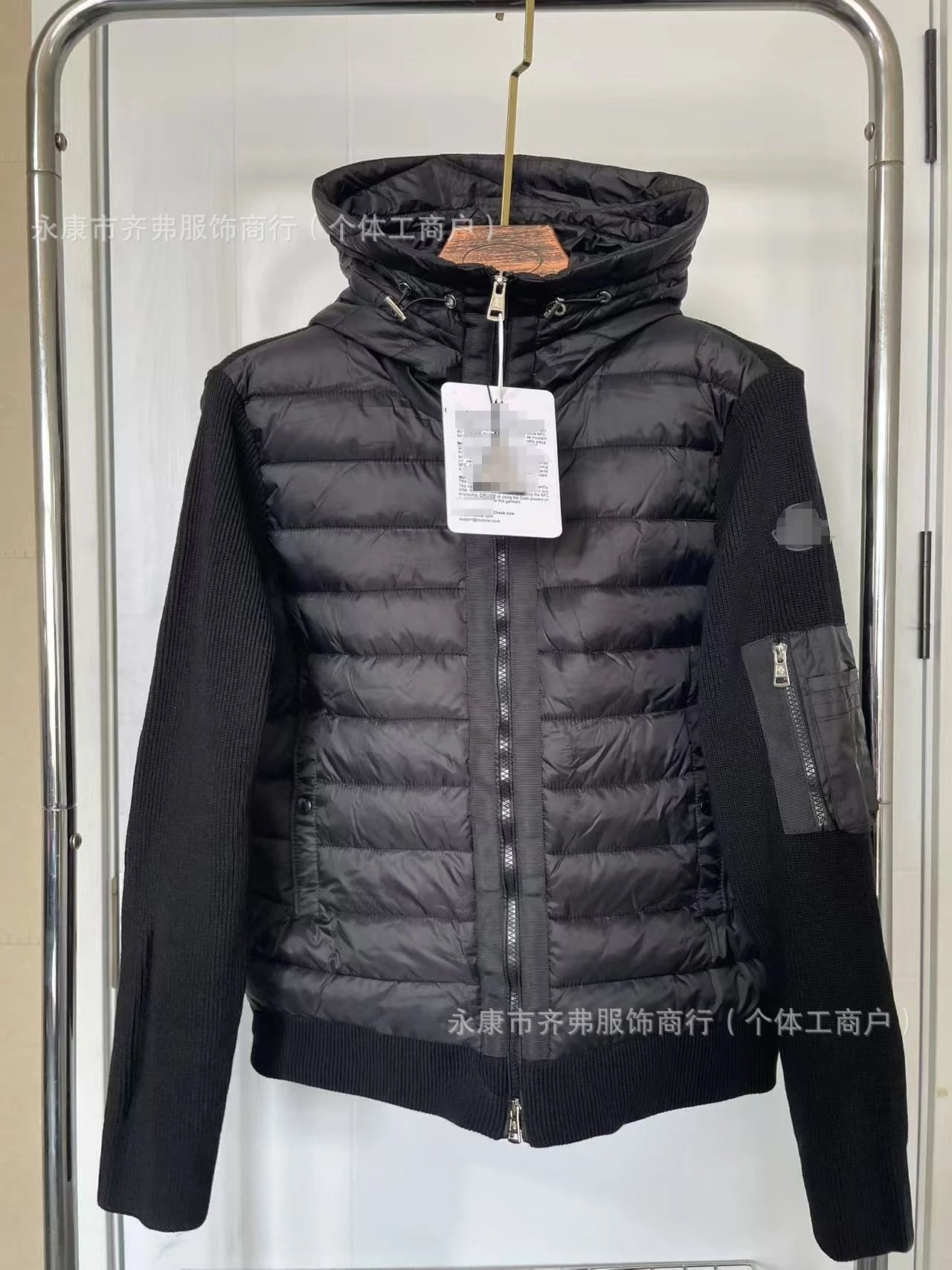 新款欧洲站 M蒙家针织拼接休闲羽绒男白鸭绒保暖时髦修身羽绒外套 5