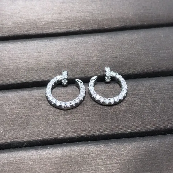 Design Pavé CZ Hoop Earrings Silver Jewelry - 1