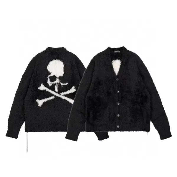Philipp Plein Skull Motif Fuzzy Cardigan Black - 1