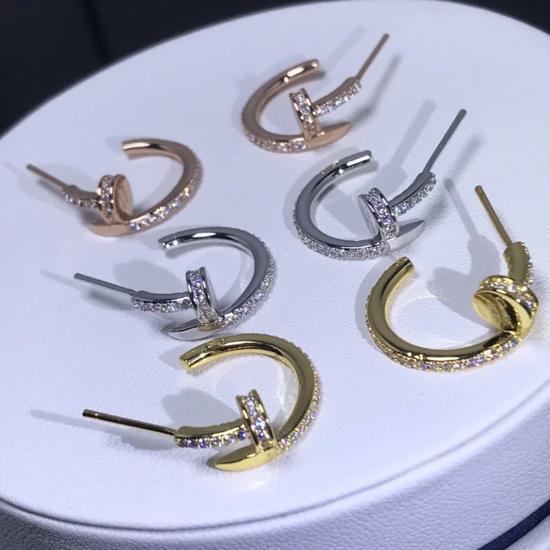 Cartier Juste un Clou Hoop Earrings Rose Gold Pave Diamond Jewelry - 3