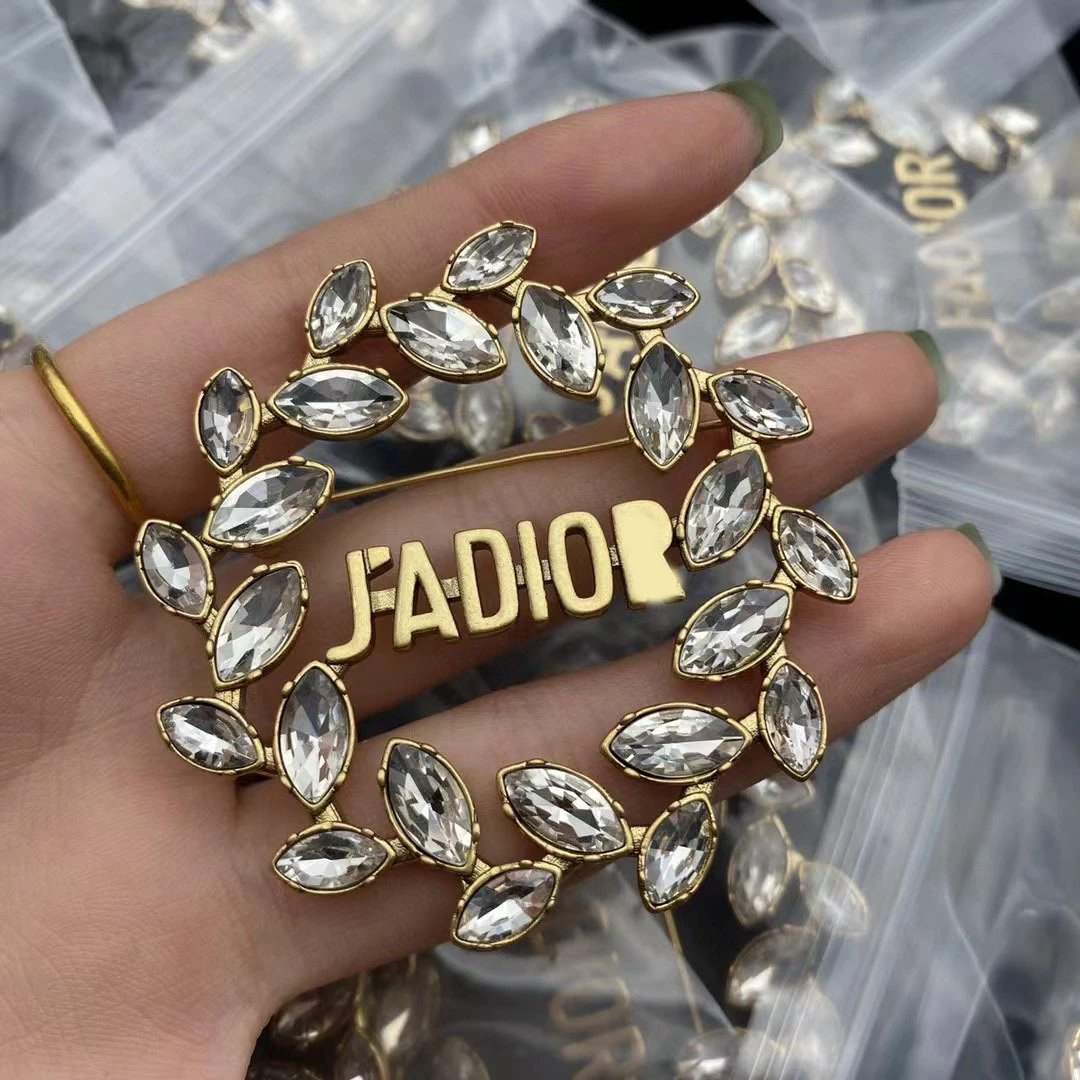 Dior J’ADIOR Gold Crystal Oval Rhinestone Luxury Brooch