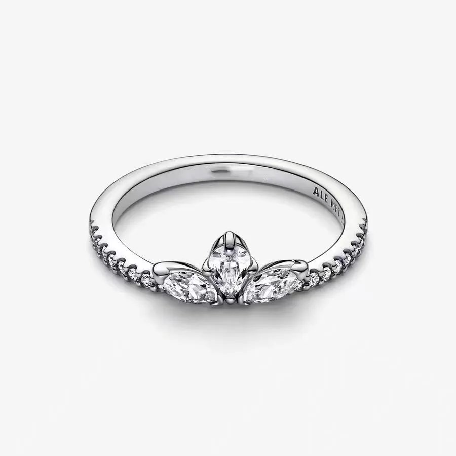 Pandora Silver Floral Petal Cubic Zirconia Ring