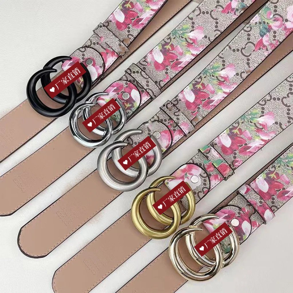 Gucci GG Supreme Pink Floral Leather Unisex Belt