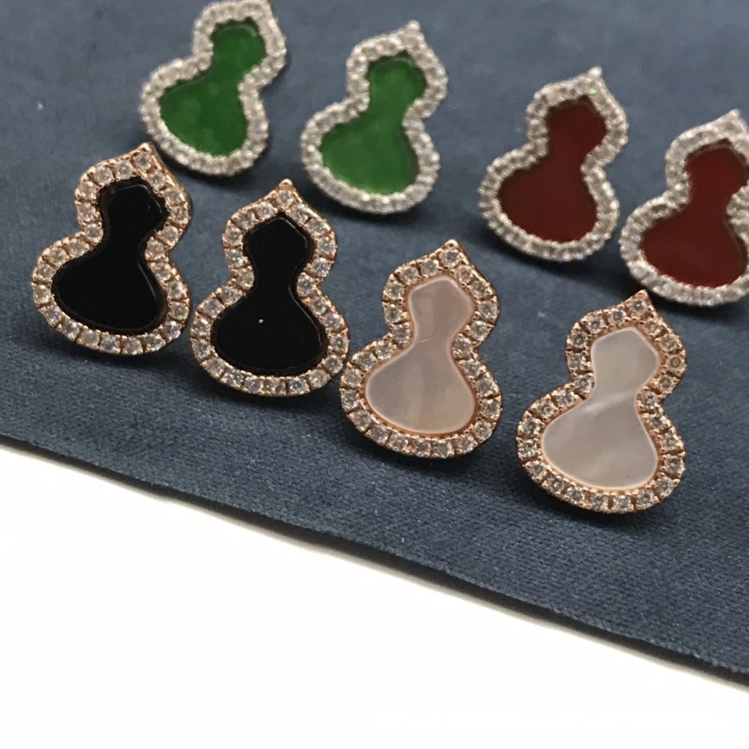 Qeelin Bo Bo Black Diamond Gourd Earrings 18K Rose Gold