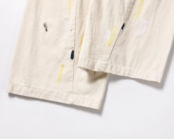 Design Paint-Splatter Washed Beige Pants - 9