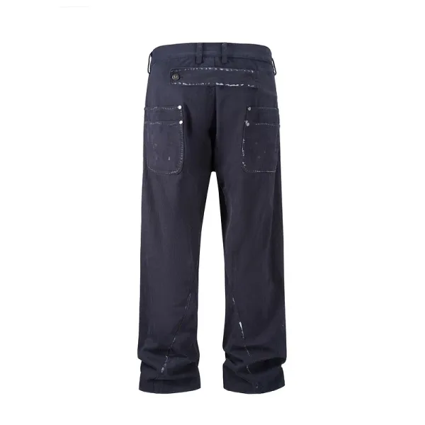 Design Paint-Splatter Washed Beige Pants - 4