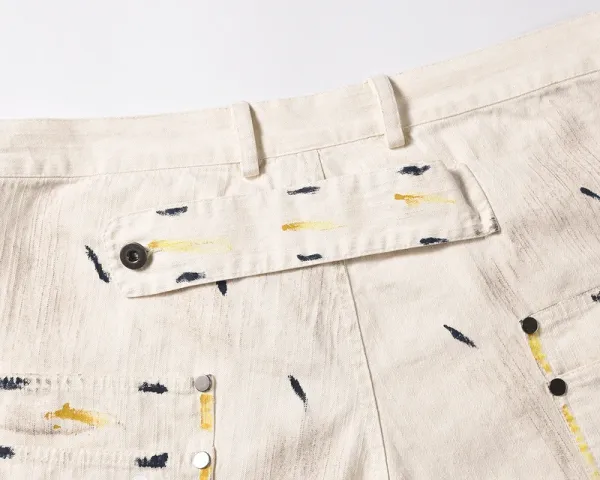 Design Paint-Splatter Washed Beige Pants - 10