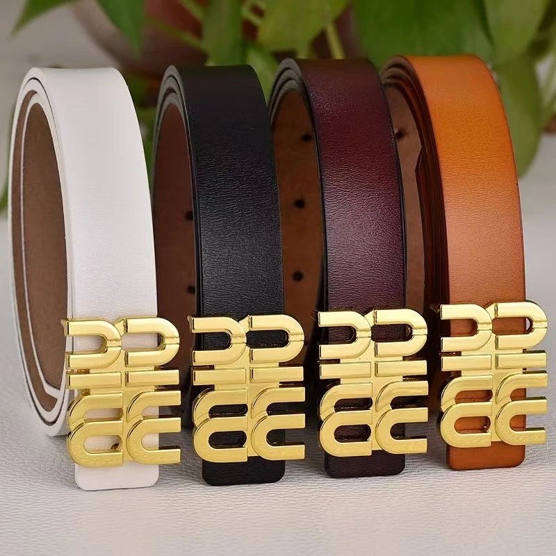 Miu Miu White Leather Belt Gold Logo Buckle