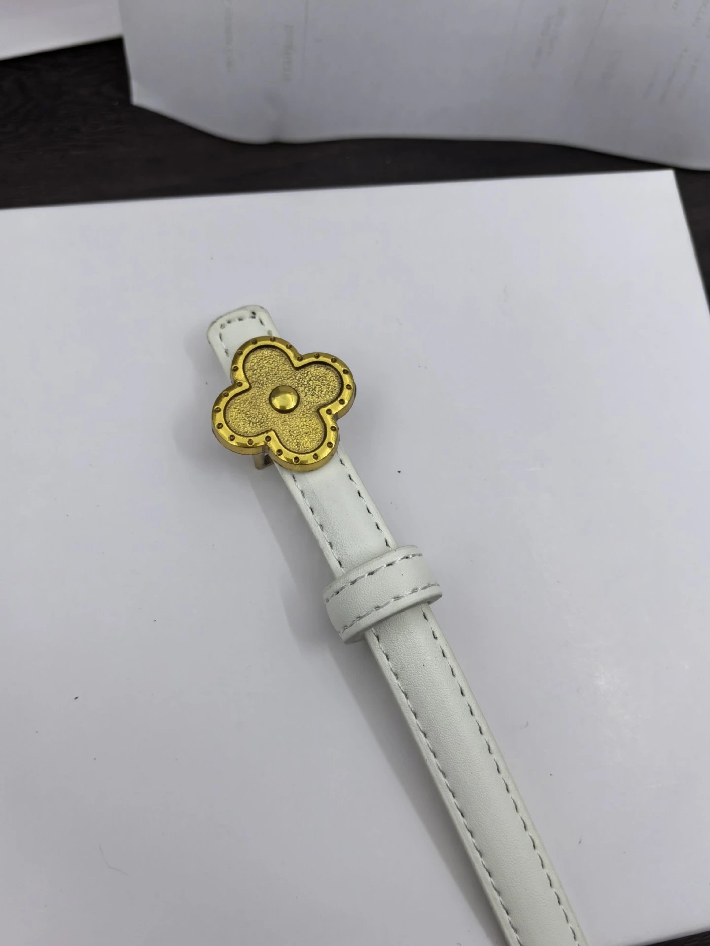 Van Cleef Arpels Alhambra Red Leather Belt Gold