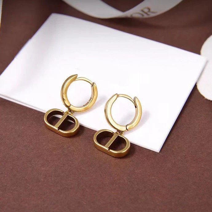 Dior Gold CD Logo Hoop Earrings for Women