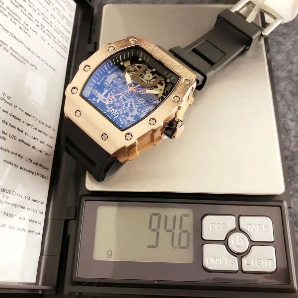 Design Skeleton Watch Black Blue Mechanical Watch Watches - 13