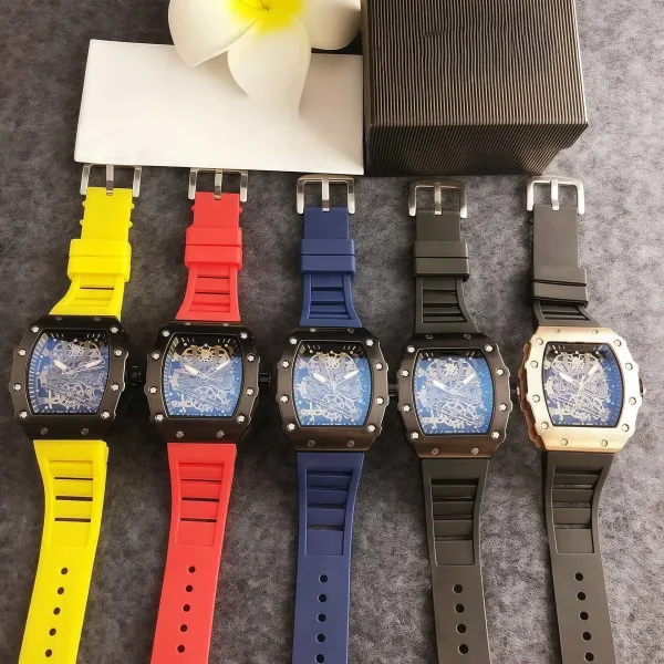 Design Skeleton Watch Black Blue Mechanical Watch Watches - 14