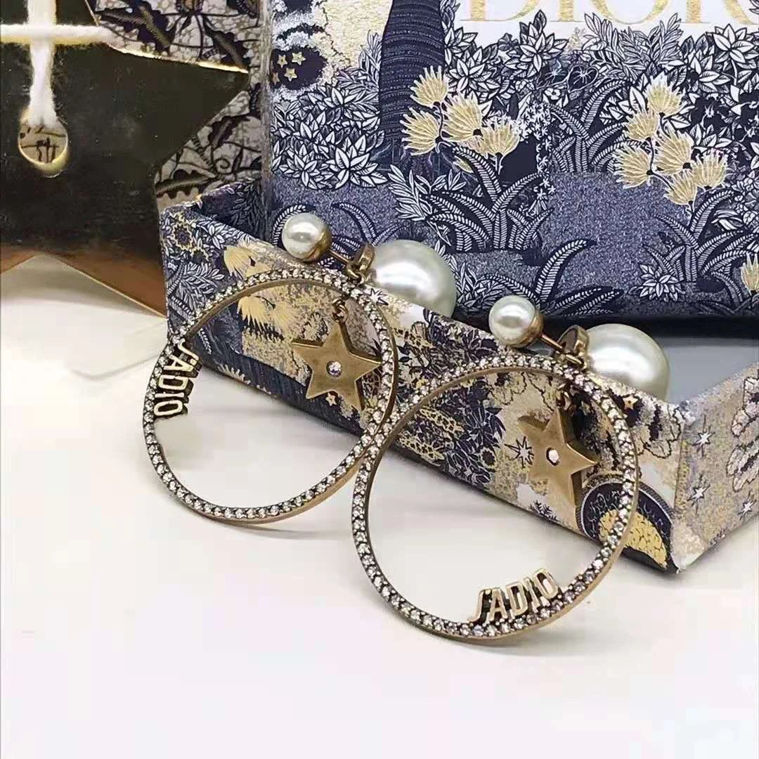 Dior J’Adior Gold Crystal Pearl Earrings