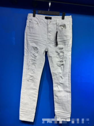 Amiri White Distressed Slim Fit Denim Jeans