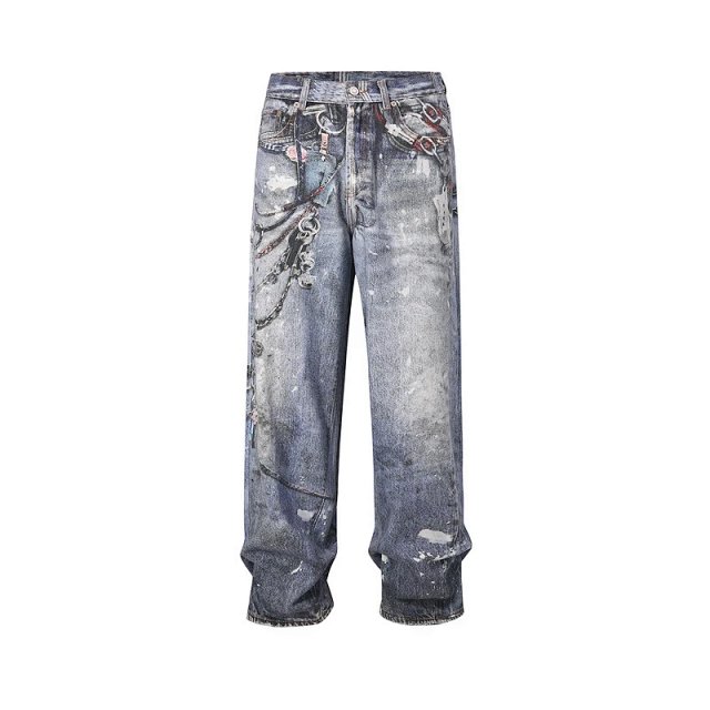 Denim Tears Blue Vintage Floral Patchwork Jeans