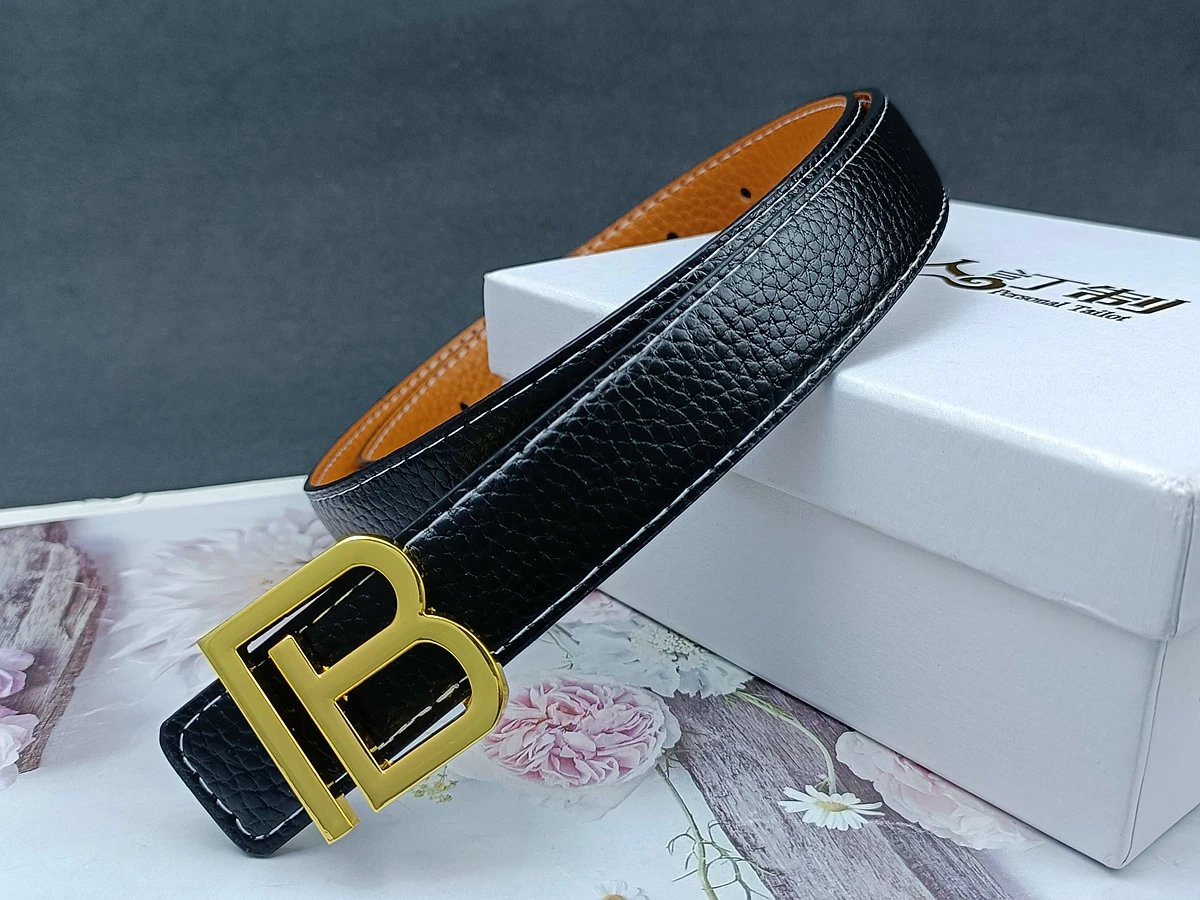 Balenciaga B Buckle Leather Belt Black - 16
