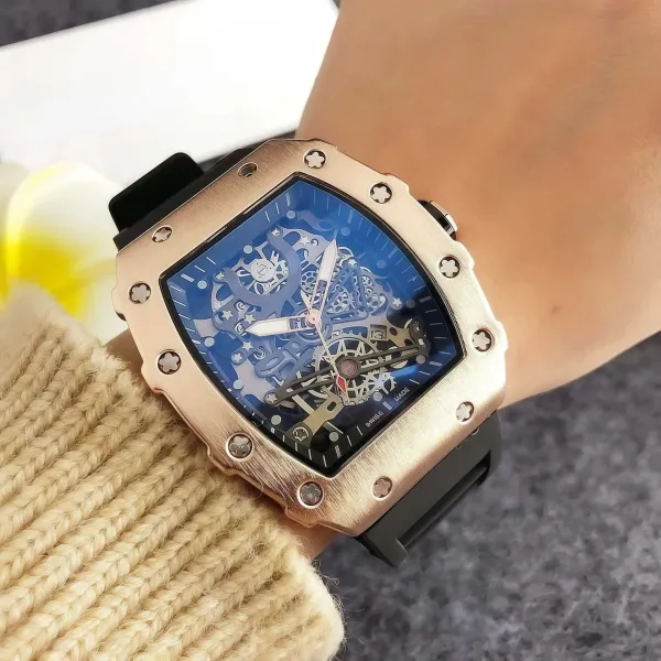 Design Skeleton Watch Black Blue Mechanical Watch Watches - 9