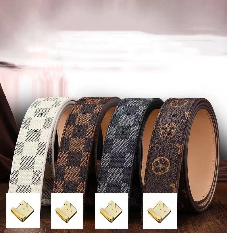 Louis Vuitton Damier White Gold Buckle Leather Belt