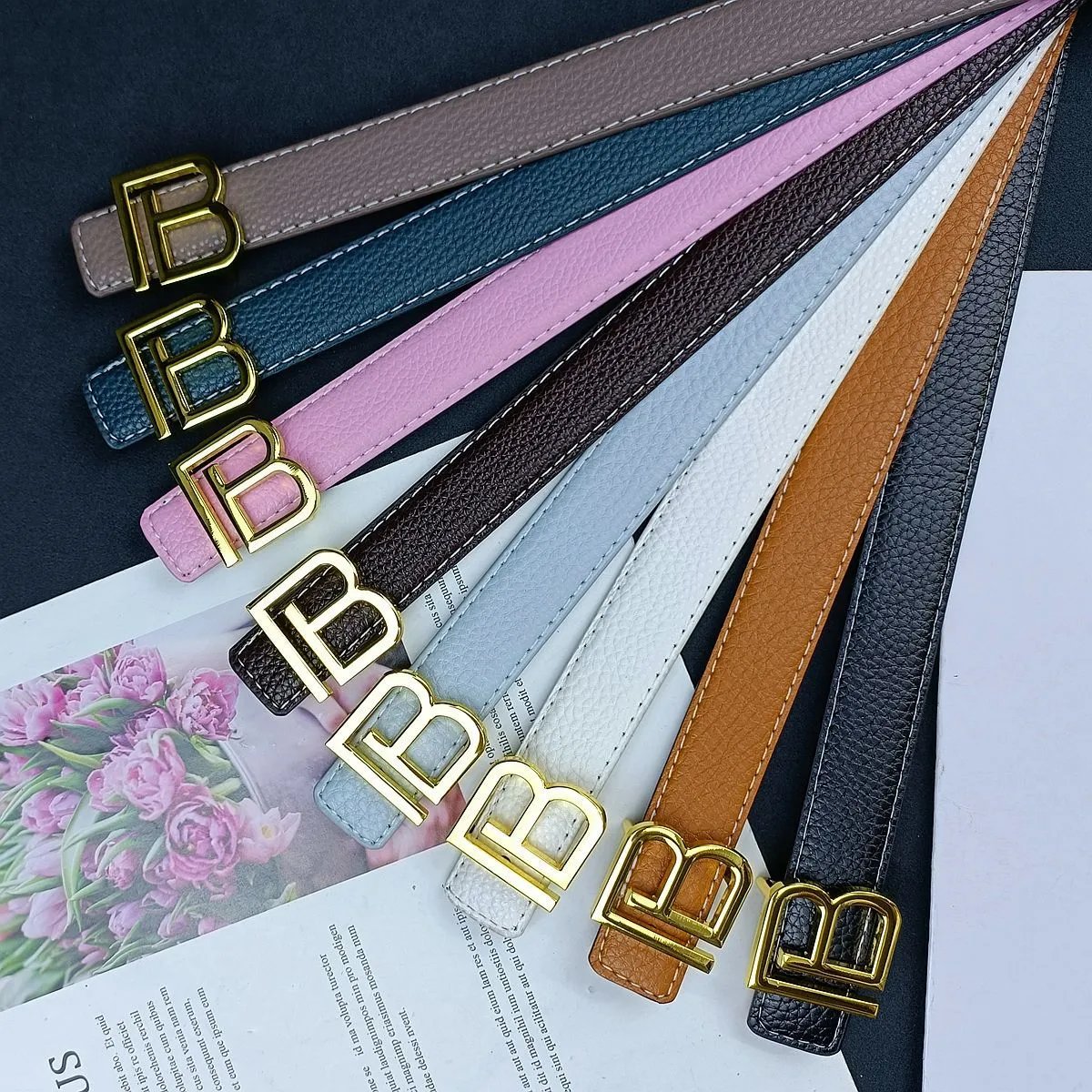Balenciaga B Buckle Leather Belt Black - 3