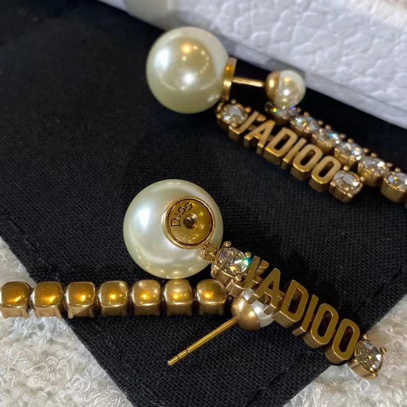 Dior J’ADIOR Gold Pearl Crystal Vintage Earrings