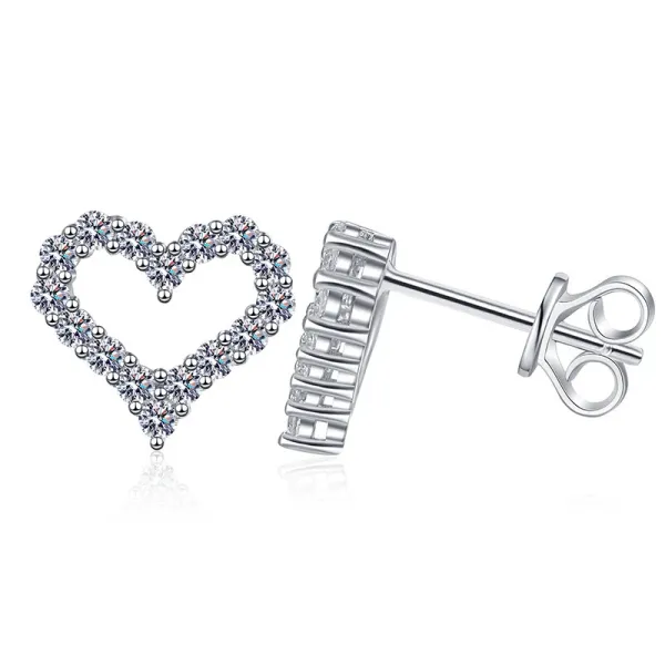 Design Heart Shape Pave CZ Earrings Silver Jewelry - 4