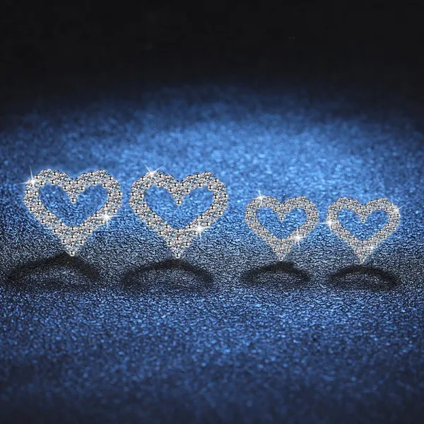 Design Heart Shape Pave CZ Earrings Silver Jewelry - 3
