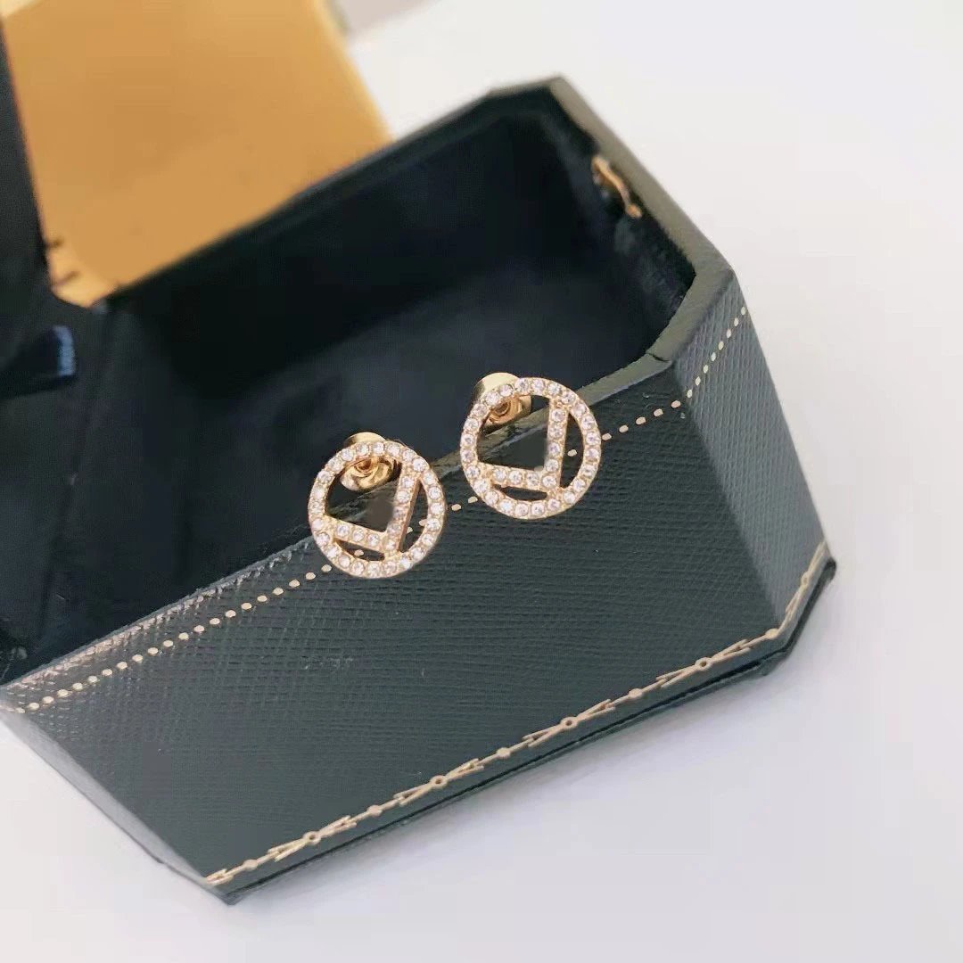 Fendi Gold Logo Crystal Hoop Earrings