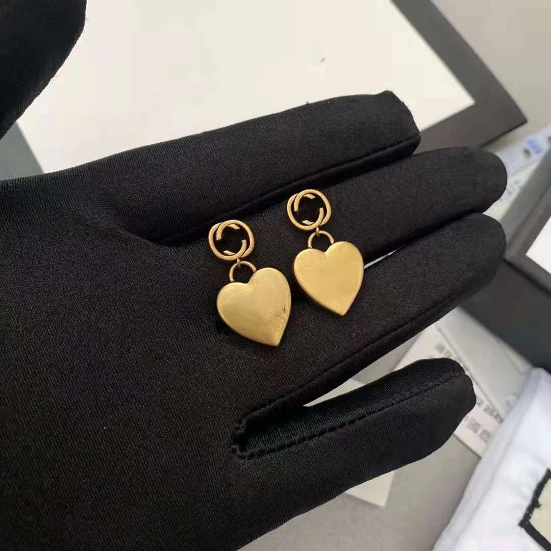 Gucci Vintage Gold Heart Pendant Earrings