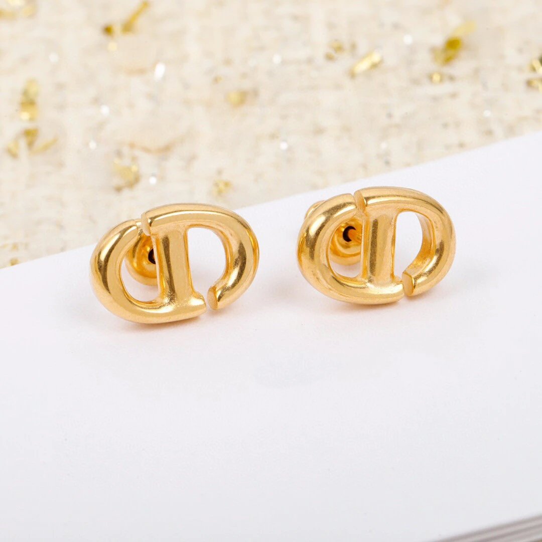 Dior Gold CD Logo Unisex Luxury Earrings