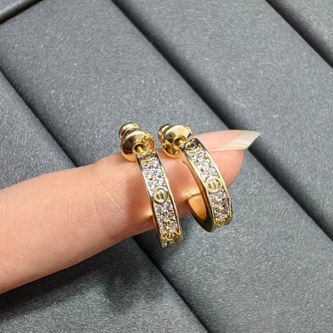 Cartier Love 18K Gold Diamond Screw Earrings