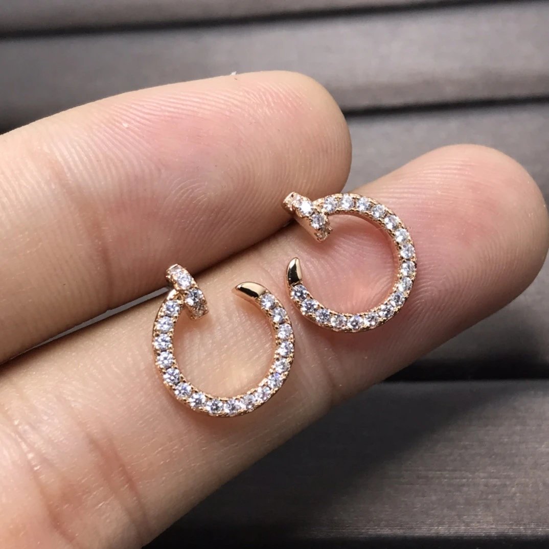 Cartier Juste un Clou Hoop Earrings Rose Gold Pave Diamond Jewelry - 5