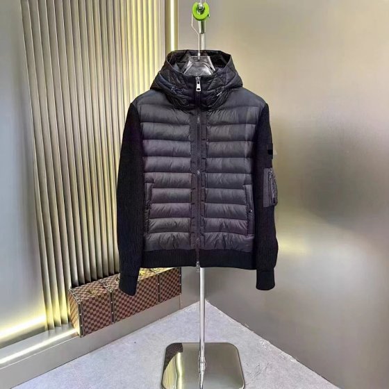 Monc Down Jacket with Color-Block Knitted Sleeves (Dust Bag Included with Purchase)