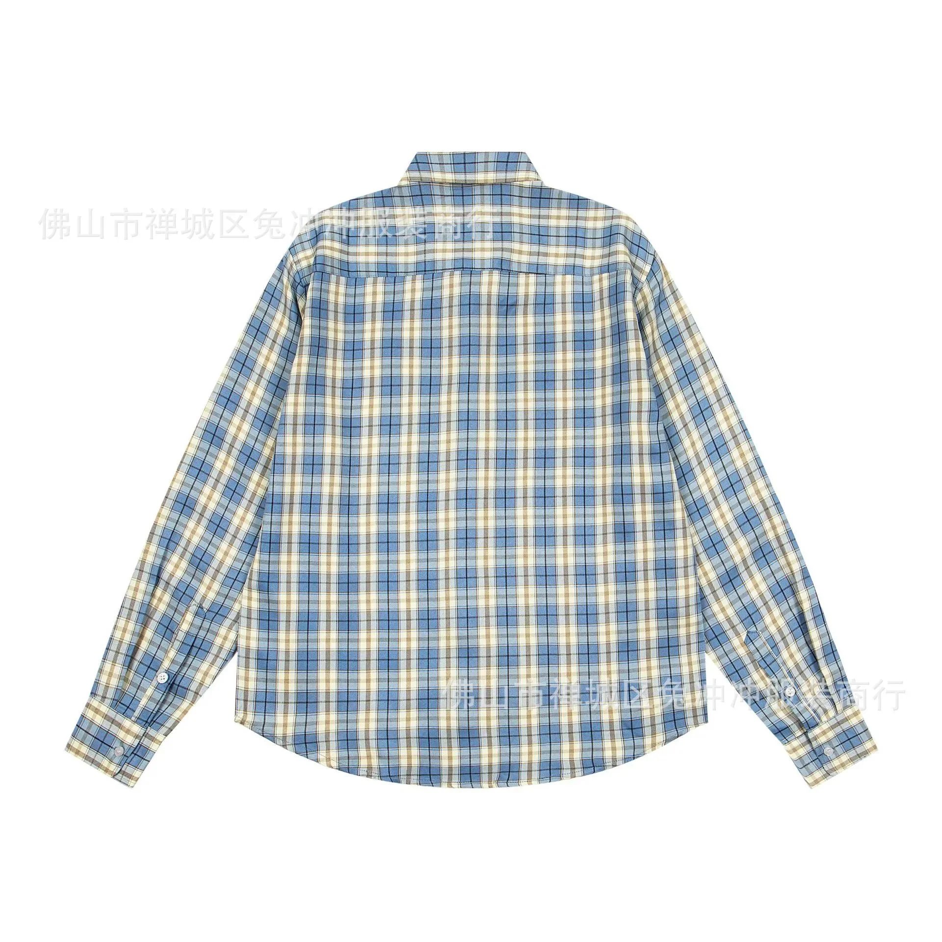 Stussy Long Sleeve Plaid Shirt Blue And Beige Casual