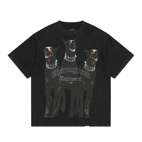 Represent Thoroughbred Black Acid Wash T-Shirt - 1