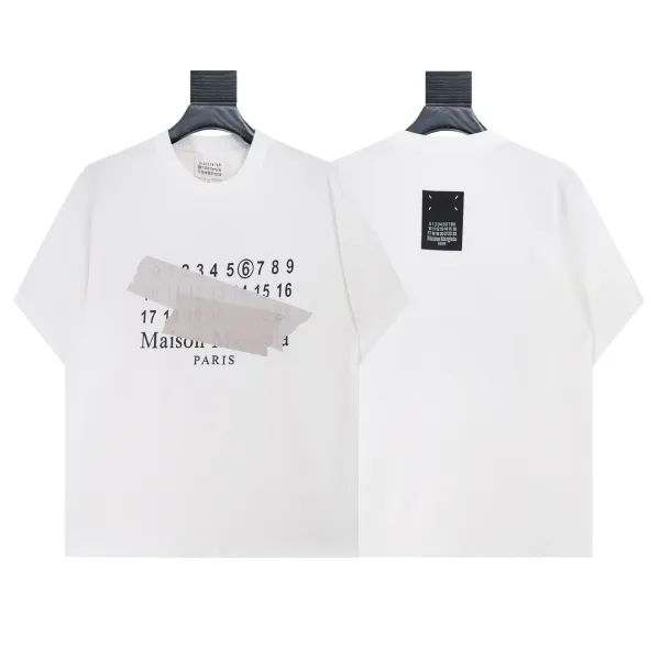 Maison Margiela Numbered Tape Print White T-Shirt - 1