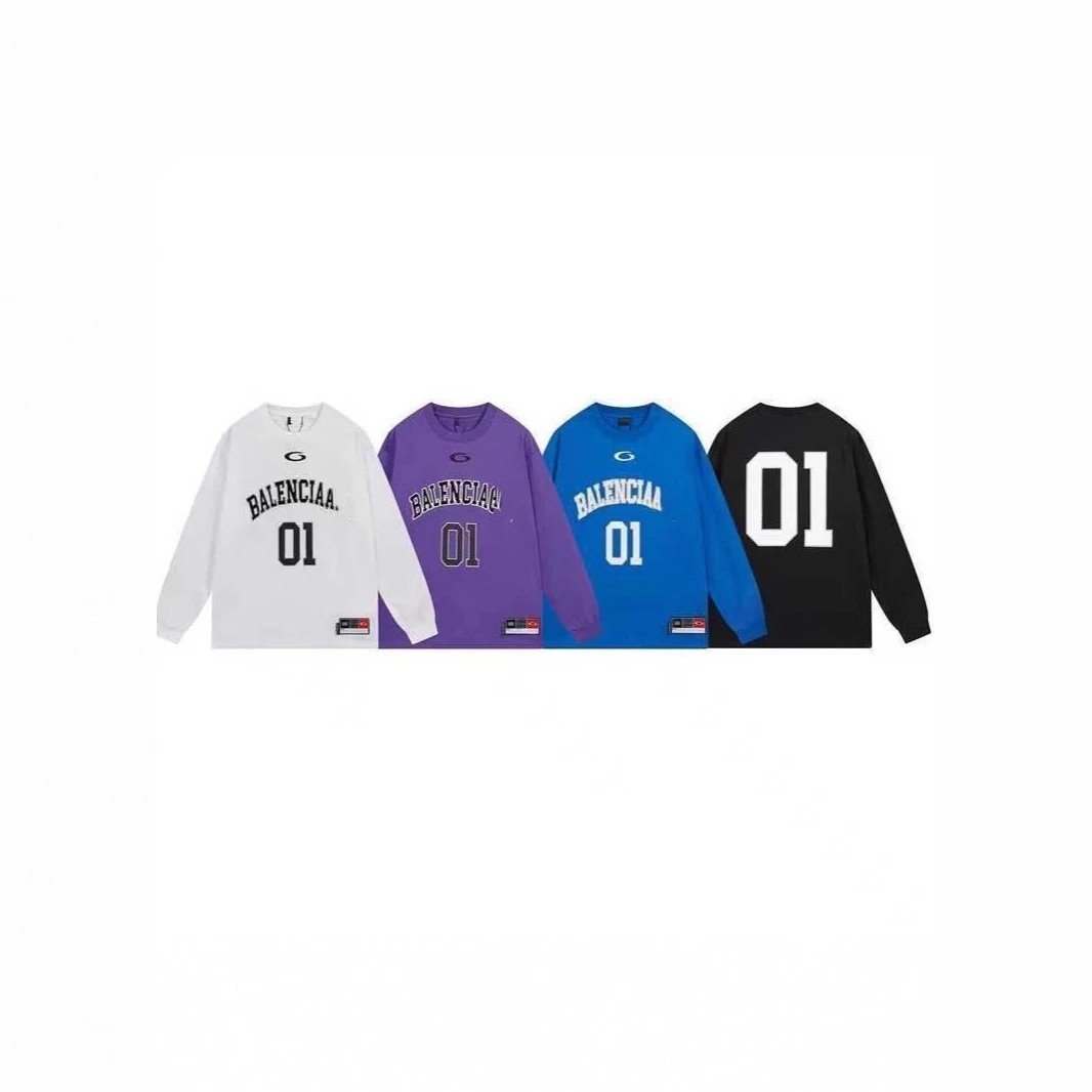 Cross border foreign trade wholesale B Paris football jersey 01 embroidered high street trendy loose T-shirt for both men and women, popular
