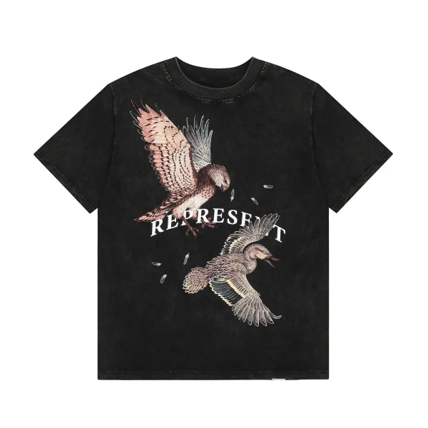 Represent Hawk & Duck Graphic Washed Black T-Shirt - 1