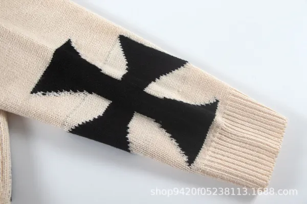 Off-White Cross Motif Knit Sweater Beige - 12