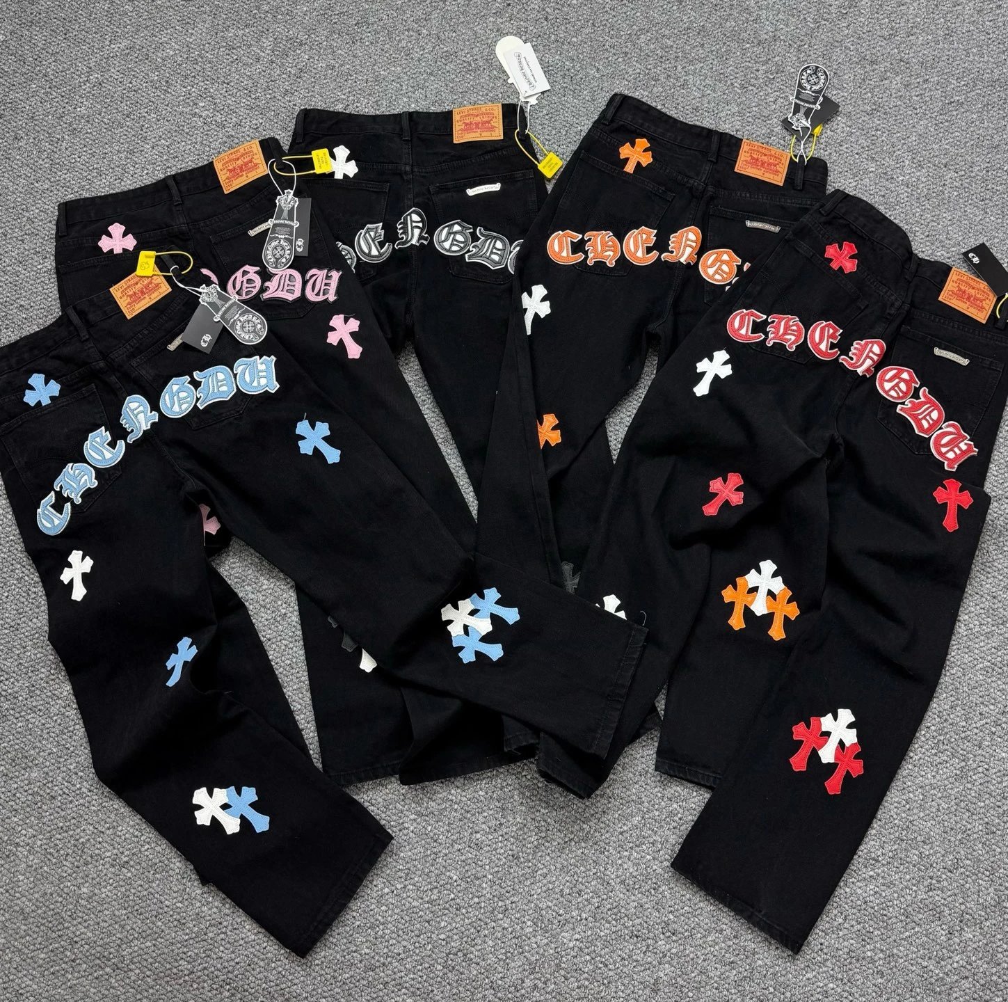 Cross Patch Washed Denim Jeans