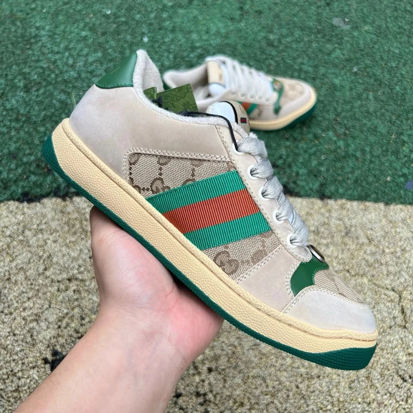 Gucci Screener Dirty Shoes Green photo 2