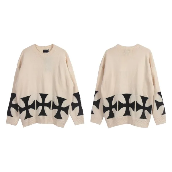 Off-White Cross Motif Knit Sweater Beige - 1