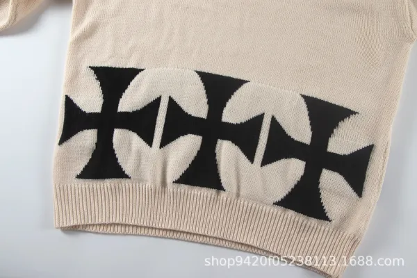 Off-White Cross Motif Knit Sweater Beige - 7
