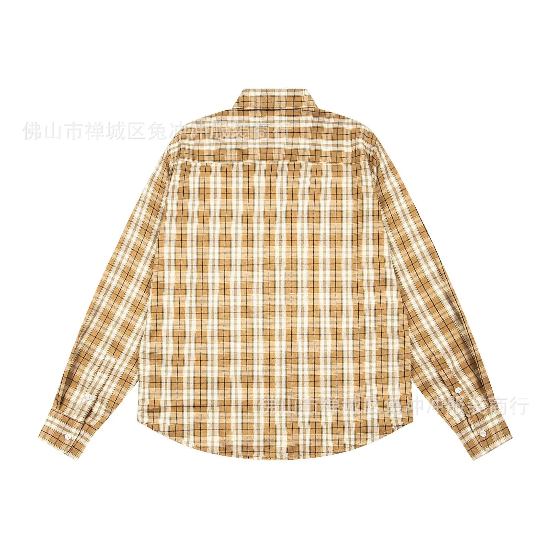 Stussy Long Sleeve Plaid Shirt Blue And Beige Casual