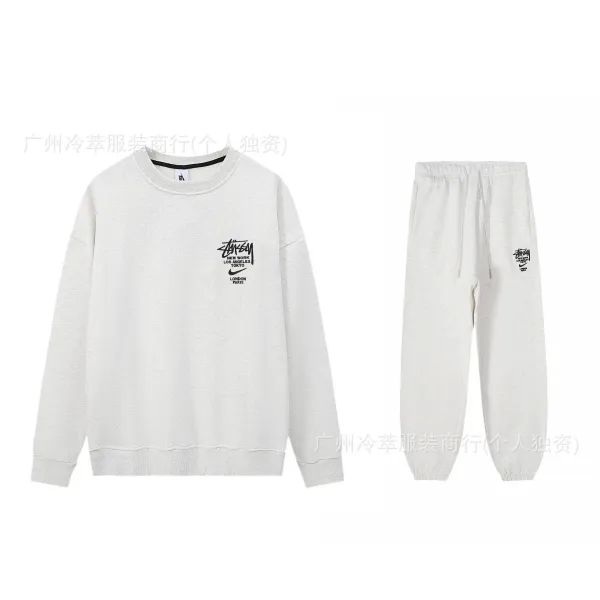 Stussy x Nike City Series Sweatshirt and Sweatpants Set Gray - 1