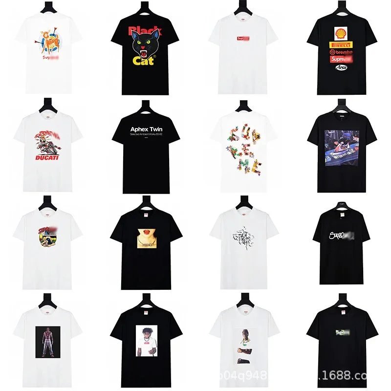 Heavy duty trendy letter printed T-shirt BOX round neck short sleeved loose casual T-shirt for men and women