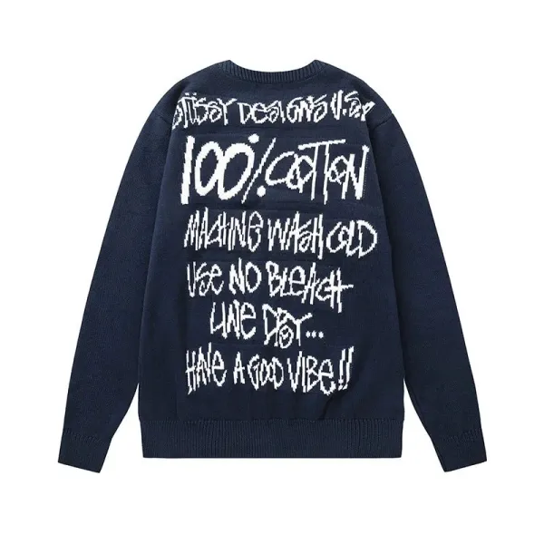 Stüssy 100% Cotton Knit Sweater Navy - 1